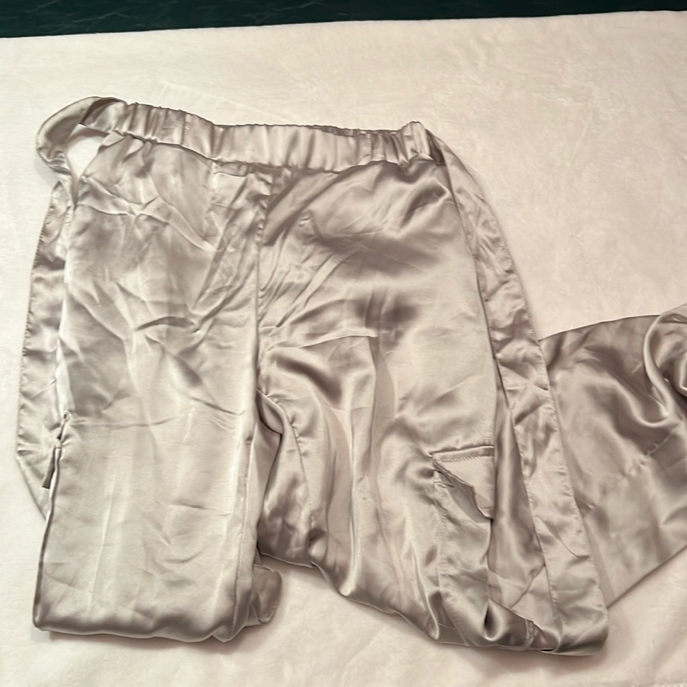 Silk cargo pants with ties